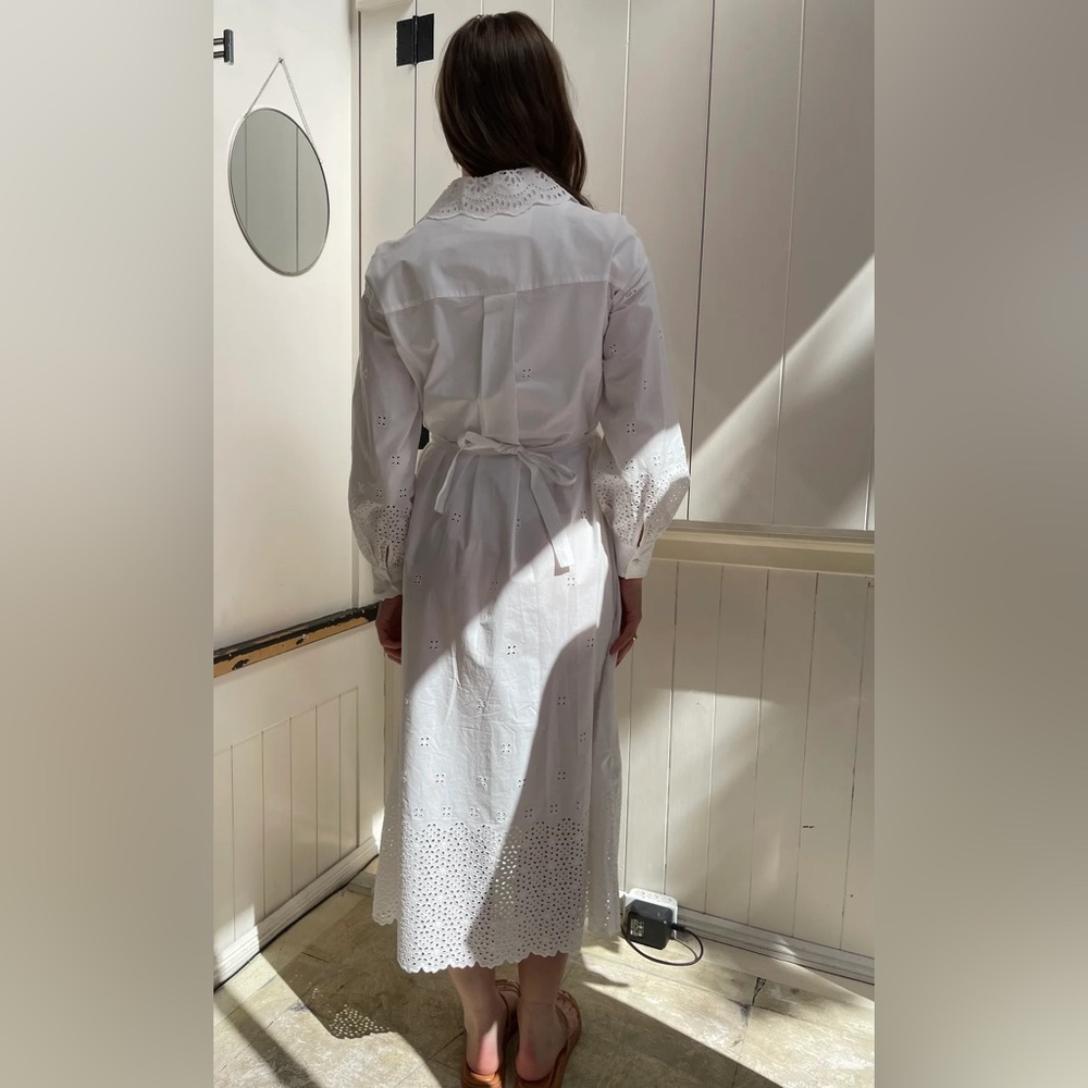 ULLA JOHNSON Adette tie-detailed broderie anglaise eyelet cotton midi dress - Picture 5 of 13